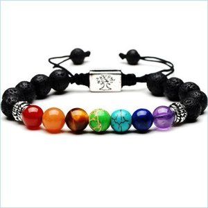 7 Chakra Tree Of Life - Lava Stone Oil Diffuser Prosperity Bracelet